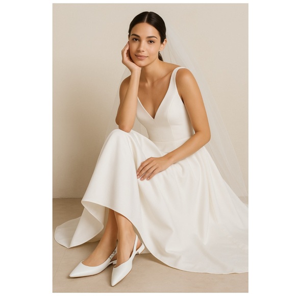 Ted Baker Jane Bow Slingback White Pointed Toe Flats Bridal Shoe NWT Size 10 - Picture 3 of 16